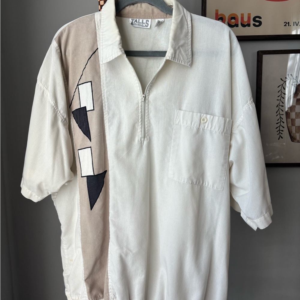 MCM Patterned Cream and Tan Men's Shirt